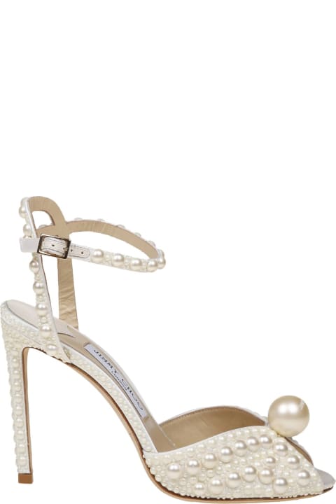 Jimmy Choo Shoes for Women Jimmy Choo Sacoro Sandal In Satin With Applied Pearls