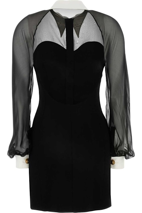 Versace فساتين لـ السيدات Versace Black Crepe And Chiffon Blazer Dress