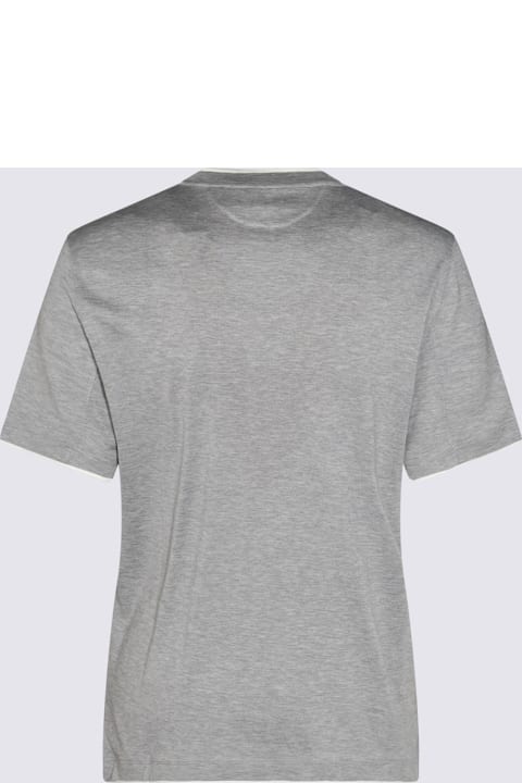 Topwear for Men Brunello Cucinelli Grey Cotton And Silk T-shirt