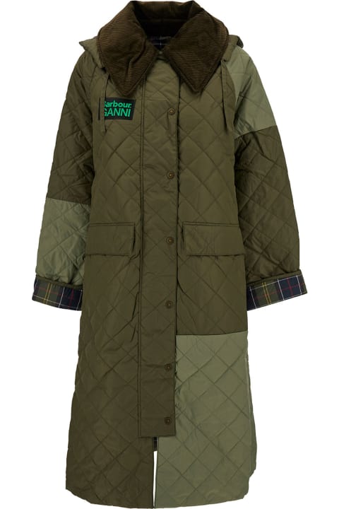 Fashion for Women Barbour Green Patchwork Jacket With Logo Patch In Quilted Fabric Woman