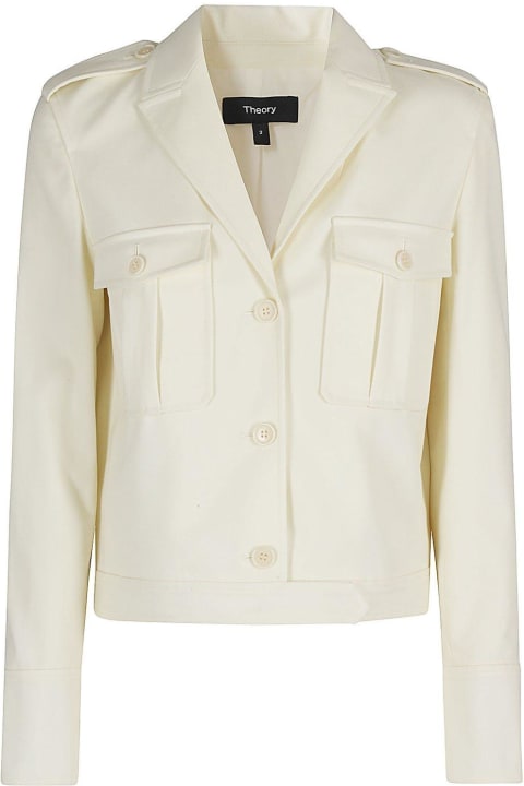 Theory Coats & Jackets for Women Theory Buttoned Straight Hem Cropped Jacket