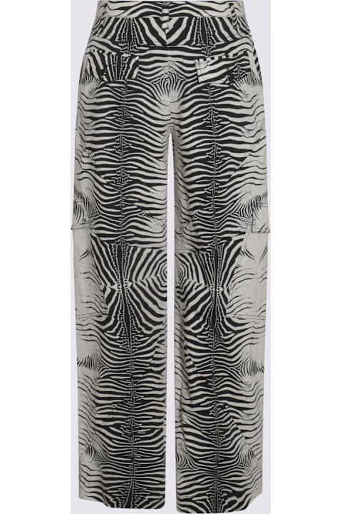 Roberto Cavalli Clothing for Women Roberto Cavalli White And Black Cotton Pants