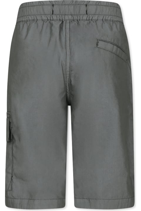 Stone Island Junior ملابس تحتية لـ أولاد Stone Island Junior Green Shorts For Boy With Compass