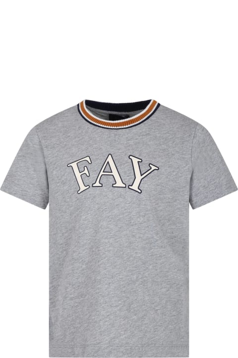 Fay T-Shirts & Polo Shirts for Women Fay Grey T-shirt For Boy With Logo Print