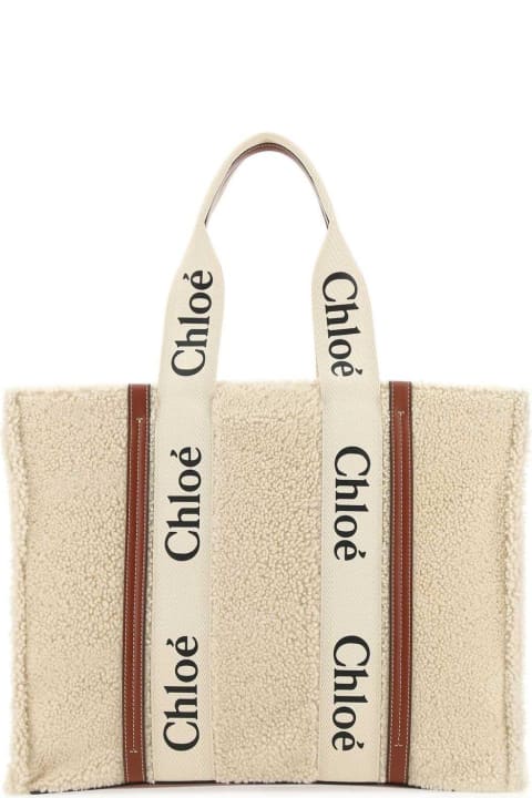 Chloé Bags for Women Chloé Woody Shearlng Large Tote Bag