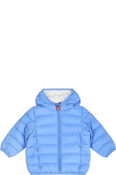 Topwear for Baby Girls Save the Duck Light Blue Jacket For Baby Boy With Logo