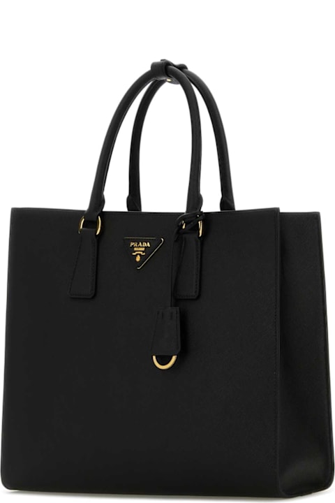 Totes for Women Prada Black Leather Shopping Bag