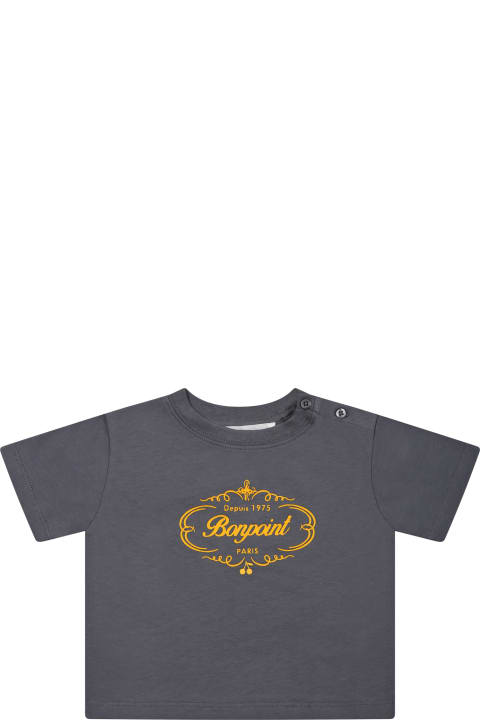 Gray T-shirt For Baby Boy With Logo