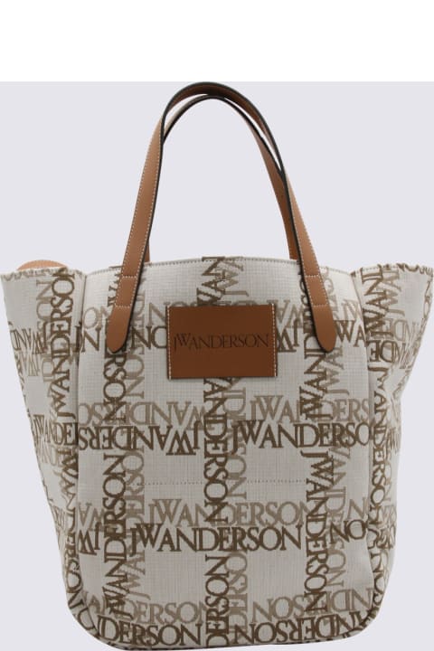 Bags Sale for Men J.W. Anderson Brown Jacquard Cotton Blend Tote Bag