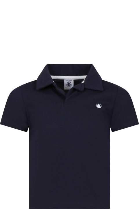 ボーイズ Petit BateauのTシャツ＆ポロシャツ Petit Bateau Blue Polo Shirt For Boy With Logo