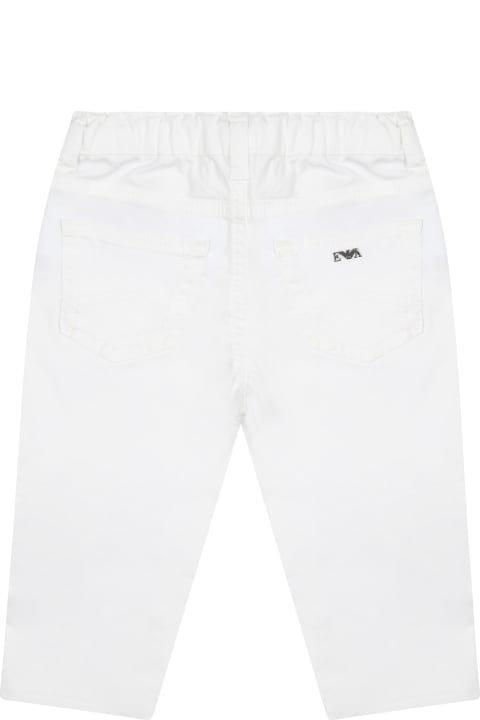 Bottoms for Baby Girls Emporio Armani White Trousers For Baby Boy With Logo