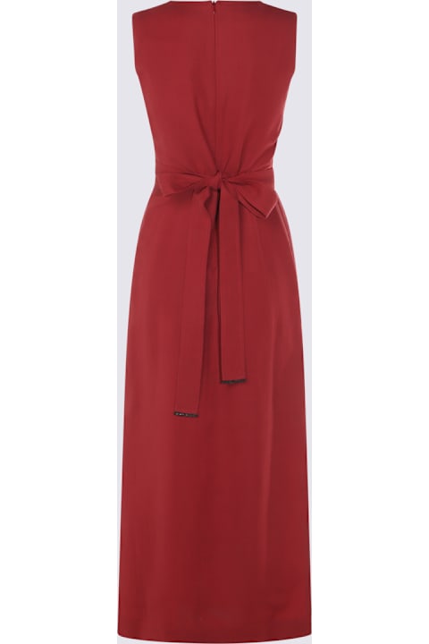 Brunello Cucinelli for Kids Brunello Cucinelli Red Viscose And Linen Blend Midi Dress