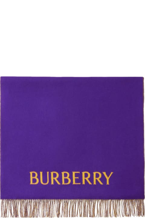 Scarves & Wraps for Women Burberry Logo Embroidered Fringed-edge Scarf