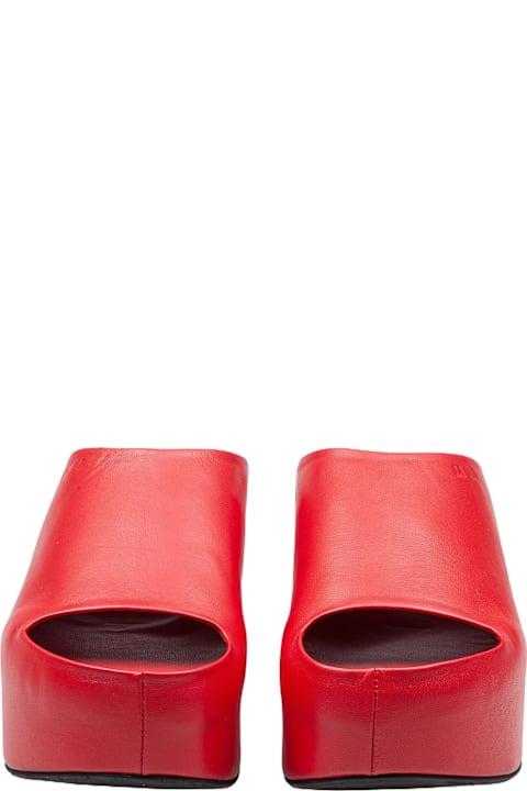 サンダル・ミュール MARNI SAMS021604P362800R67 Sandals slide with chunky clog Marni Slide With Chunky Clog In Red Leather | italist