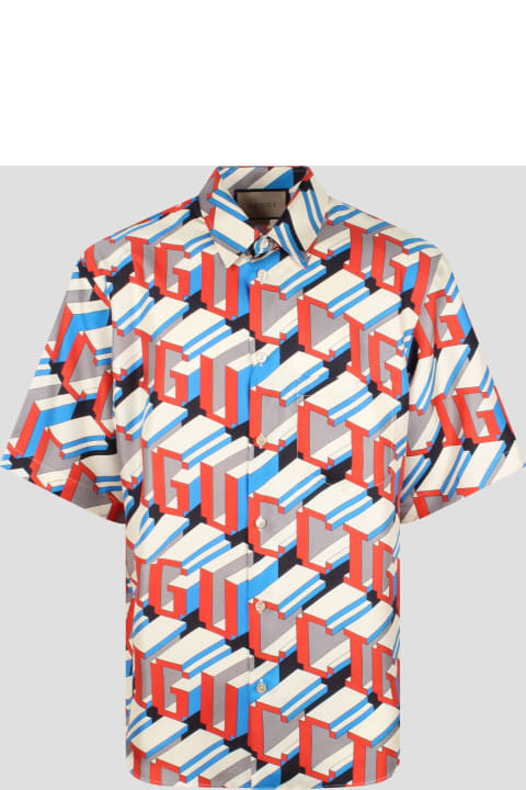 Gucci Sale for Men Gucci Pixel Print Silk Shirt