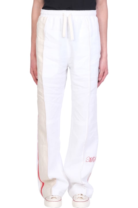 Pants In White Cotton And Linen