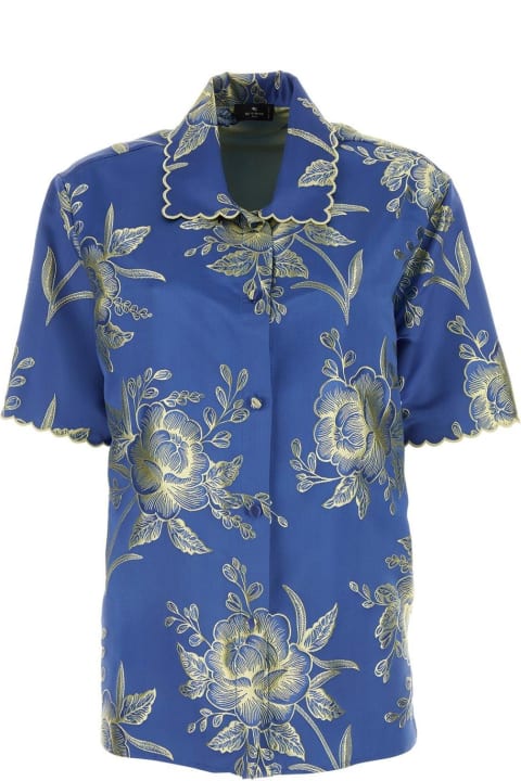 Etro Women Etro Floral-jacquard Short Sleeved Shirt