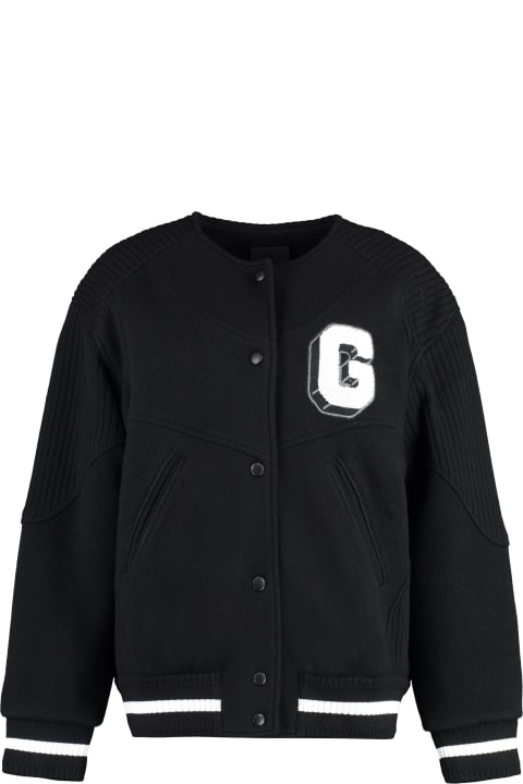 Givenchy Clothing for Women Givenchy Wool Bomber Jacket With Patch
