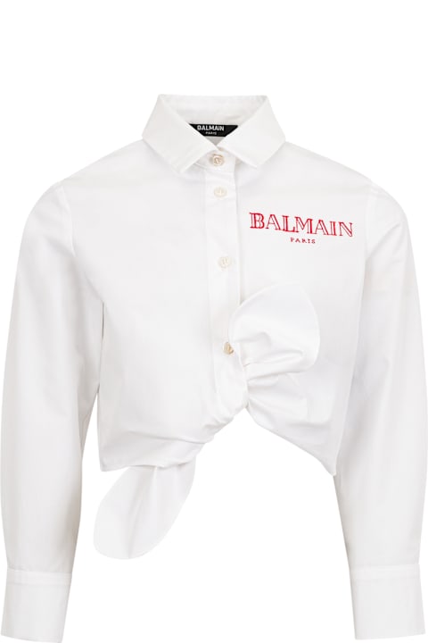 Balmain Shirts for Girls Balmain Camicia Crop Con Logo
