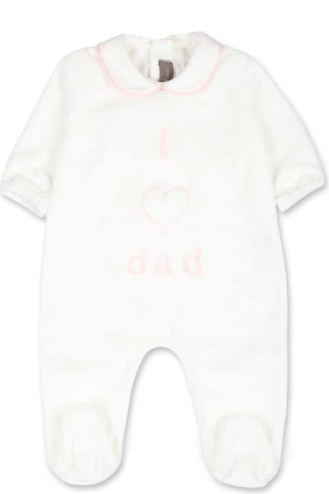 Little Bear Bodysuits & Sets for Baby Girls Little Bear White Chenille Babygrow For Baby Girl With Dad Writing