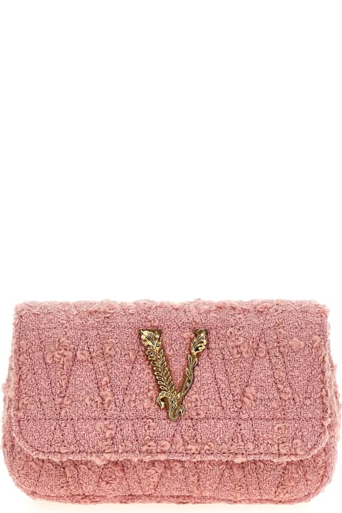 ウィメンズ Versaceのクラッチバッグ Versace Logo Tweed Crossbody Bag