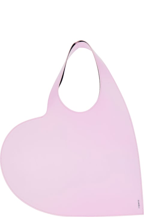 Coperni for Women Coperni 'heart' Pink Tote Bag With Logo Print In Leather Woman