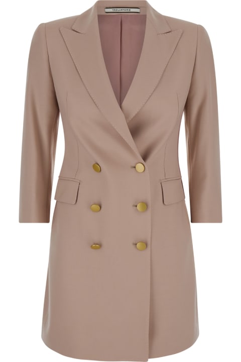 Tagliatore Coats & Jackets for Women Tagliatore Beige Blazer Dress With Buttons In Wool Blend Stretch Woman