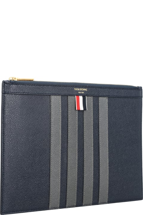 Wallets for Men Thom Browne Pebble Grain Leather 4 Bar Small Document Holder