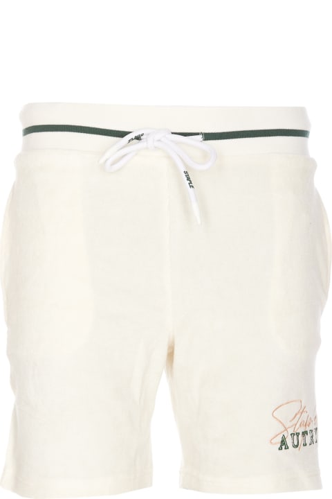 Autry لـ Men Autry White Bermuda Shorts With Drawstring And Staple X Logo Detail In Jersey Man