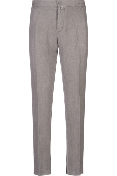 Kiton for Men Kiton Grey Linen Trousers With Elasticised Waistband