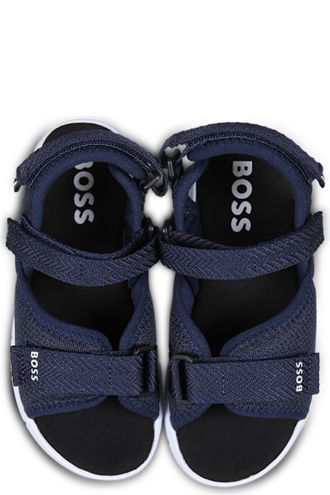 أدوات منزلية Hugo Boss Blue Sandals For Boy With Logo