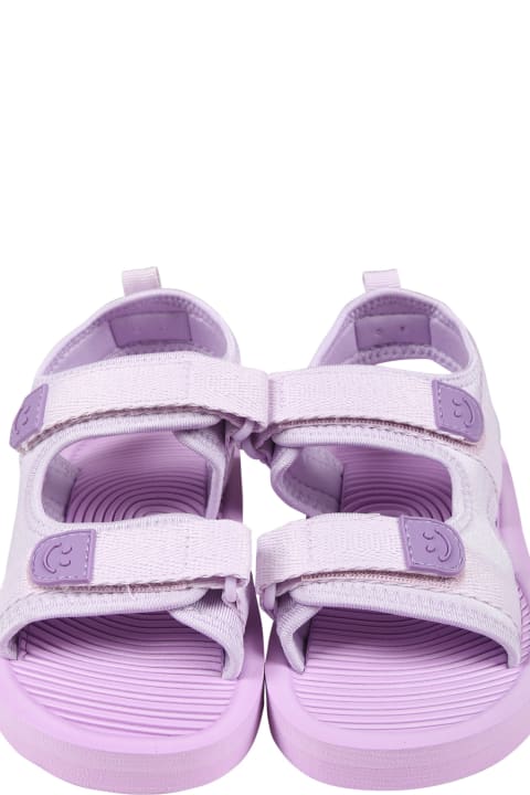 Molo Shoes for Girls Molo Purple Sandals For Girl With Logo