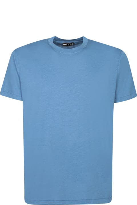 Tom Ford Topwear for Men Tom Ford Blue Lyocell T-shirt
