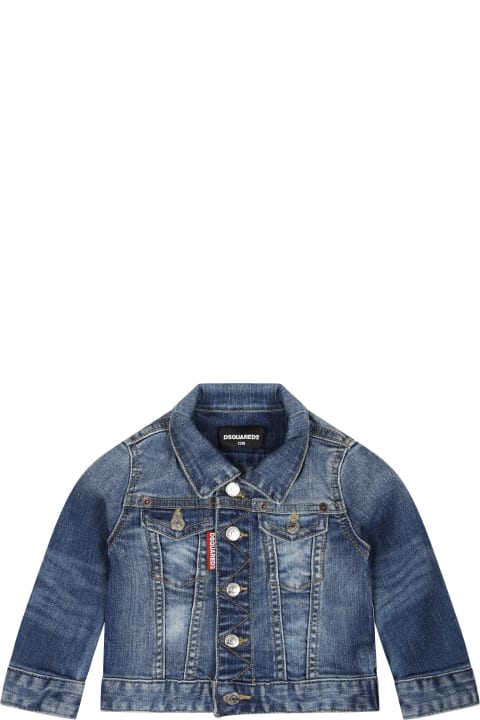Coats & Jackets for Baby Girls Dsquared2 Denim Jacket For Baby Boy With Logo