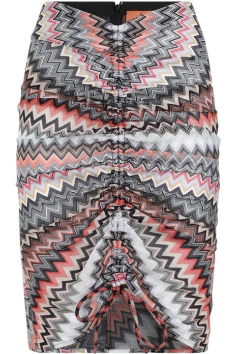 ウィメンズ Missoniのスカート Missoni Zigzag Printed Ruched-detail Midi Skirt