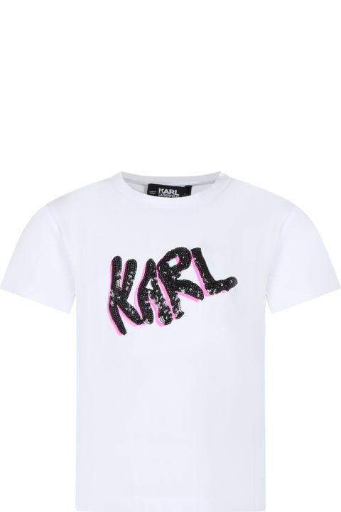 T-Shirts & Polo Shirts for Girls Karl Lagerfeld Kids White T-shirt For Girl With Karl Writing
