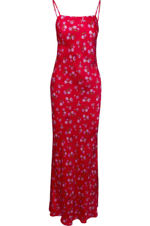 Rotate by Birger Christensen Dresses for Women Rotate by Birger Christensen Red Maxi Dress With All-over Floral Print In Viscose Woman