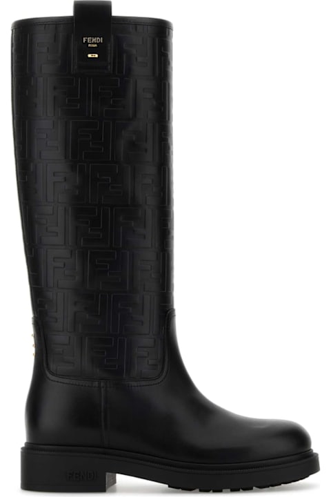 Homeware Fendi Black Leather Fendi Filo Boots
