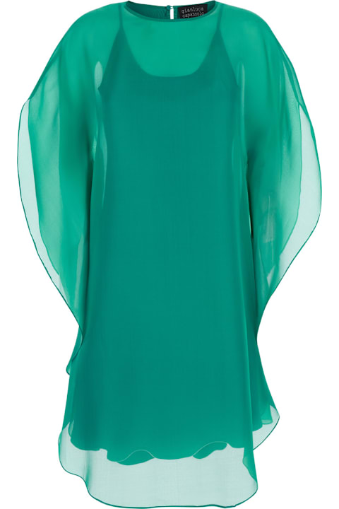 Gianluca Capannolo for Women Gianluca Capannolo 'iris' Green Sleeveless Dress With Semi-transparent Design In Silk Woman
