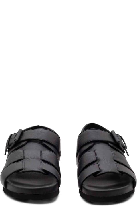 Men's Black Leather Sandal