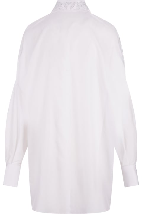 ウィメンズ新着アイテム Ermanno Scervino White Over Shirt With Sangallo Lace Cut-outs