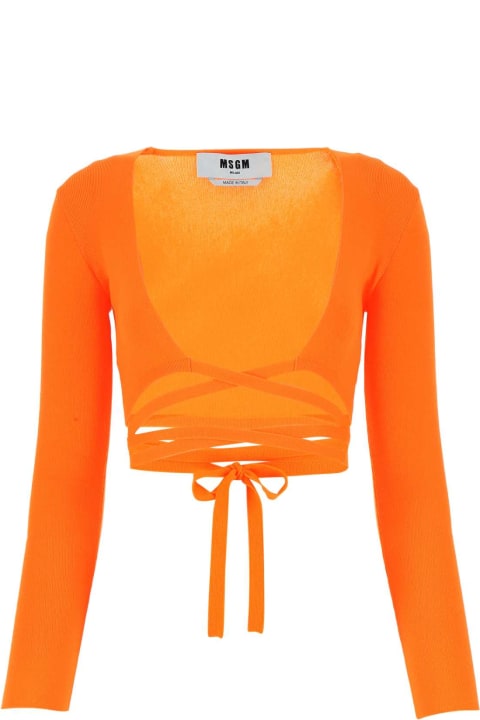 MSGM for Women MSGM Orange Stretch Polyester Blend Cardigan