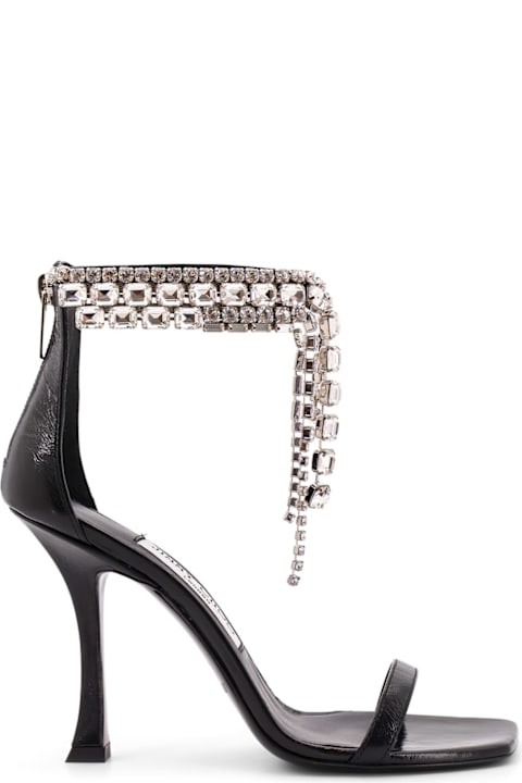 Jimmy Choo Sandals for Women Jimmy Choo Black Vintage Leather Sandals With Crystals Detail