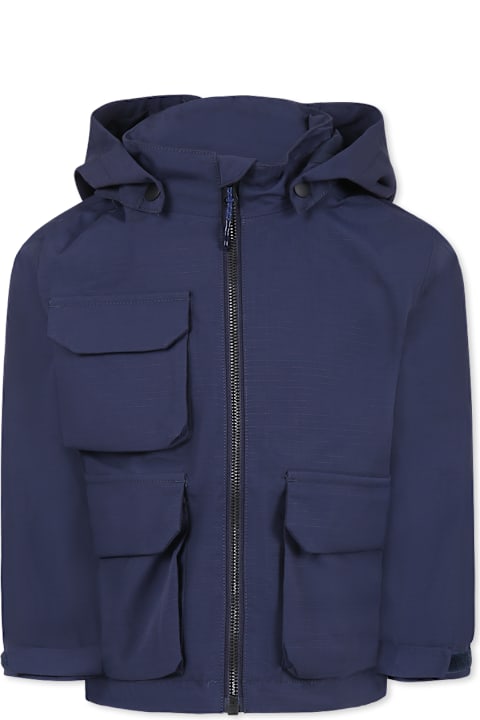 ボーイズ Moloのコート＆ジャケット Molo Blue Windbreaker Jacket For Boy With Logo