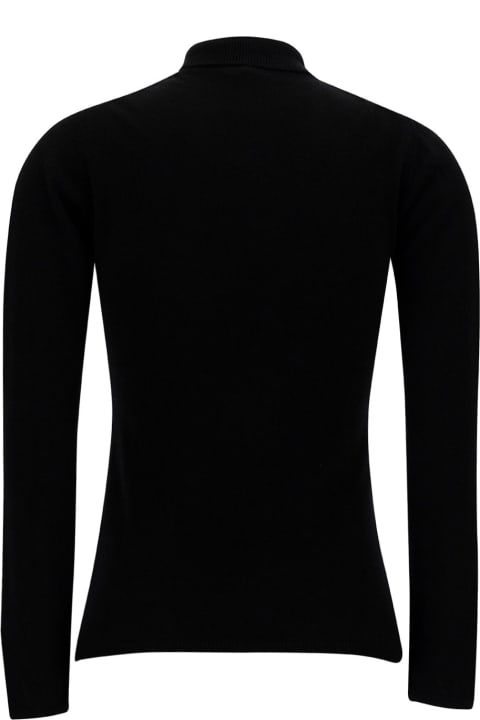 Black Turtleneck With Ribbed Trims In Cashmere Woman