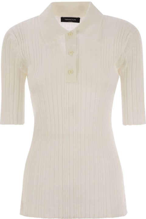 Tシャツ・カットソー FABIANA FILIPPI Ribbed jersey polo shirt (MAD275F507 0142) Fabiana Filippi Ribbed Jersey Polo Shirt | italist