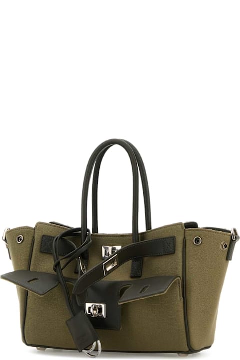 Balenciaga for Women Balenciaga Army Green Canvas Carry All Bel Air Shopping Bag