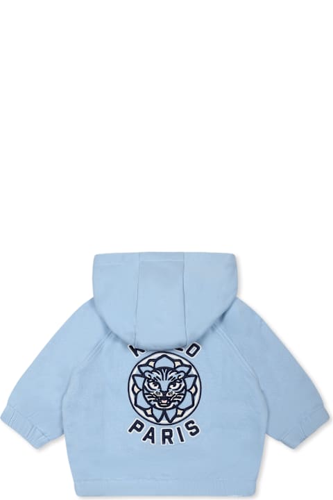Kenzo Kids Topwear for Baby Girls Kenzo Kids Light Blue Sweatshirt For Baby Boy With Tiger
