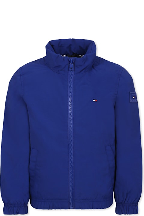 Homeware Tommy Hilfiger Blue Windbreaker Jacket For Boy With Logo