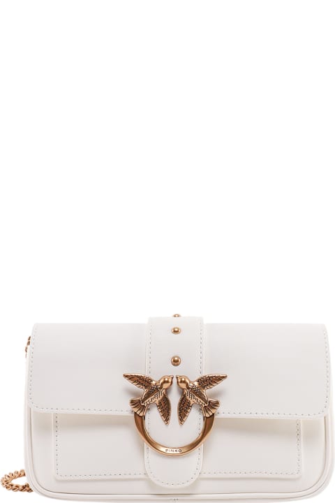 Pinko for Women Pinko Love One Pocket Leather Shoulder Bag With Love Birds Buckle